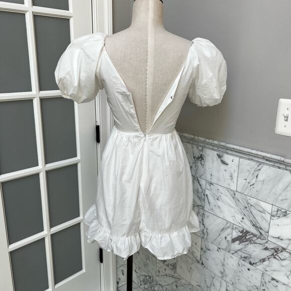 Alamour The Label Andrey Mini V-Neck Low Back White Dress Small NWOT - Picture 4 of 7